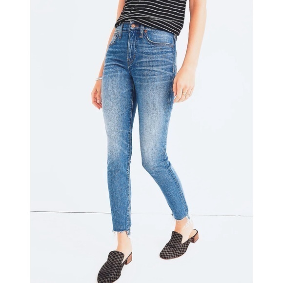 Madewell Denim - Madewell 9” High Rise Skinny Crop Jeans Destructed Hem Edition